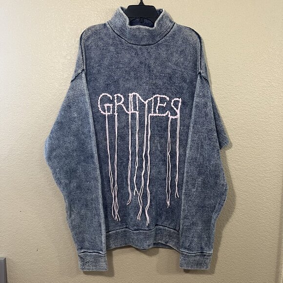 GRIMES Miss Anthropocene Denim Knit9000 Turtleneck Sweater XL - Picture 1 of 9